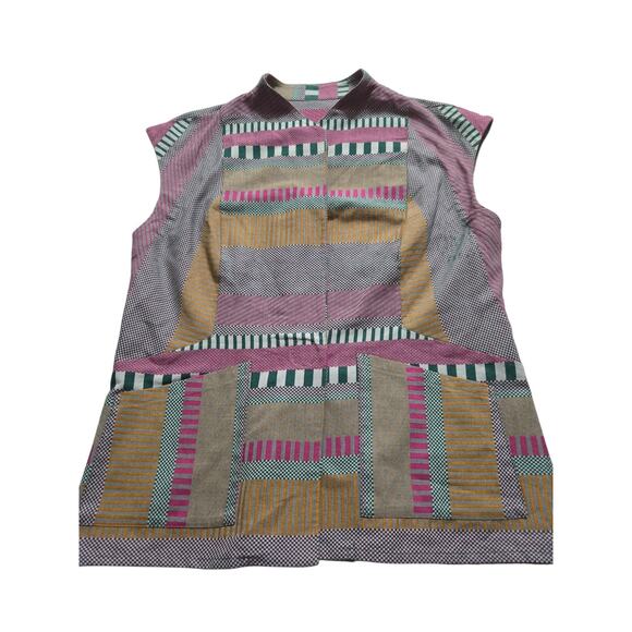 Womens Babette San Francisco Vest Snap-Button Pockets Size LARGE Clean Stripes - Picture 3 of 14